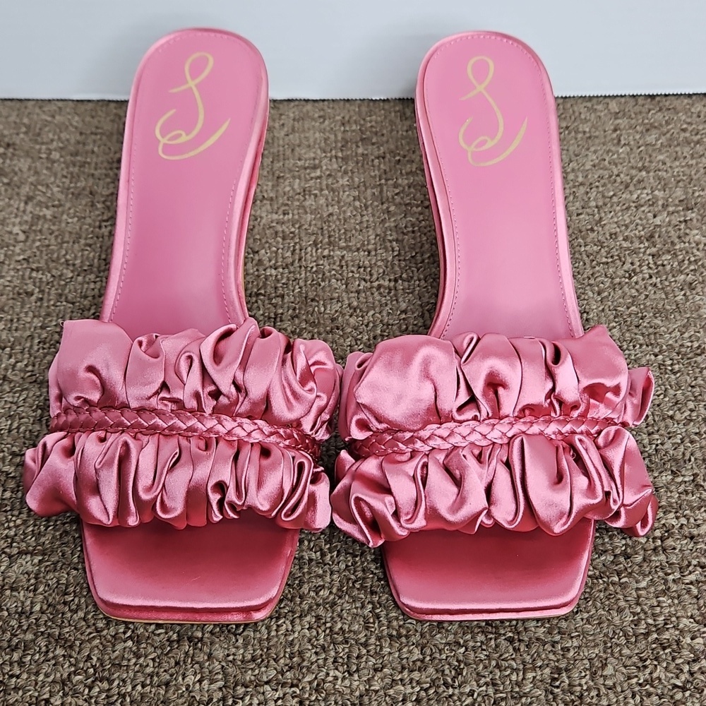 Sam Edelman Kady Carmine Rose Satin Heels Sz 8 Womens - Picture 2 of 8